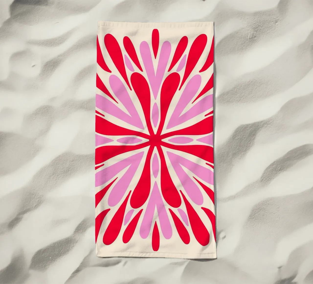 Petali di simmetria moderna - Rosso e rosa telo mare da Wackapacka
