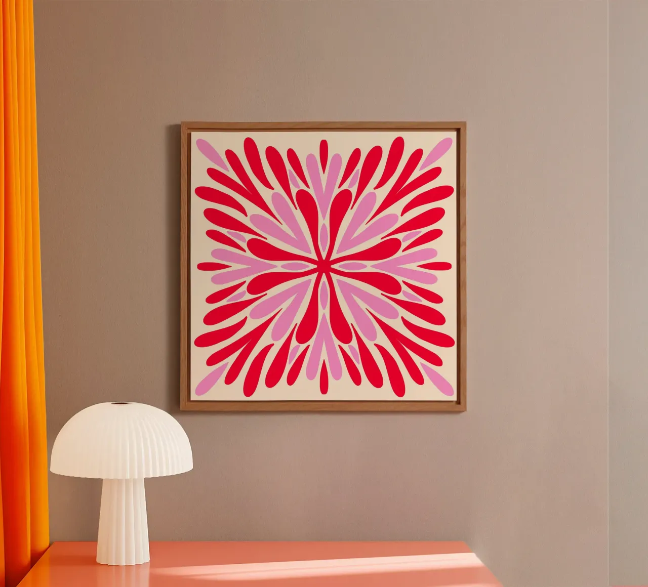 Pétalos de simetría moderna - Rojo y rosa aluminio dibond de Wackapacka