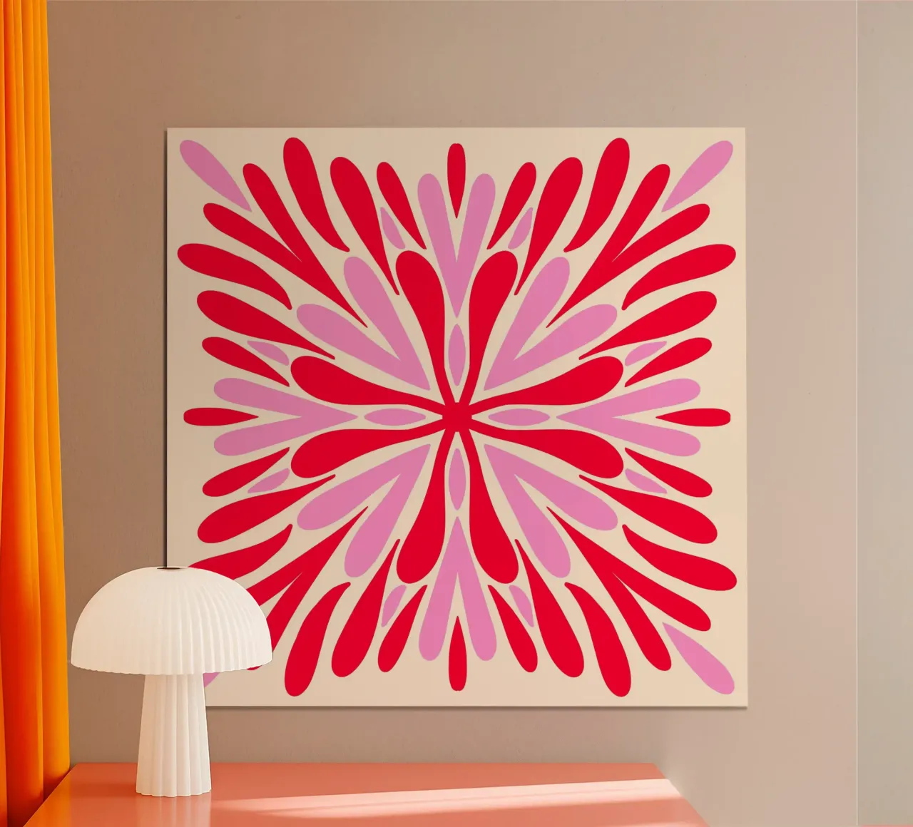 Petali di simmetria moderna - Rosso e rosa carta hahnemühle da Wackapacka