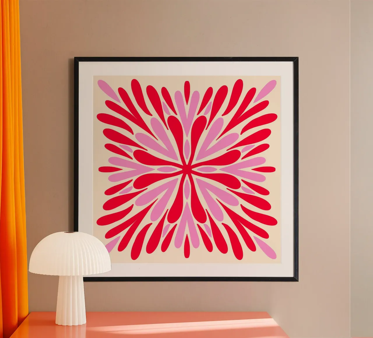 Petali di simmetria moderna - Rosso e rosa carta hahnemühle da Wackapacka
