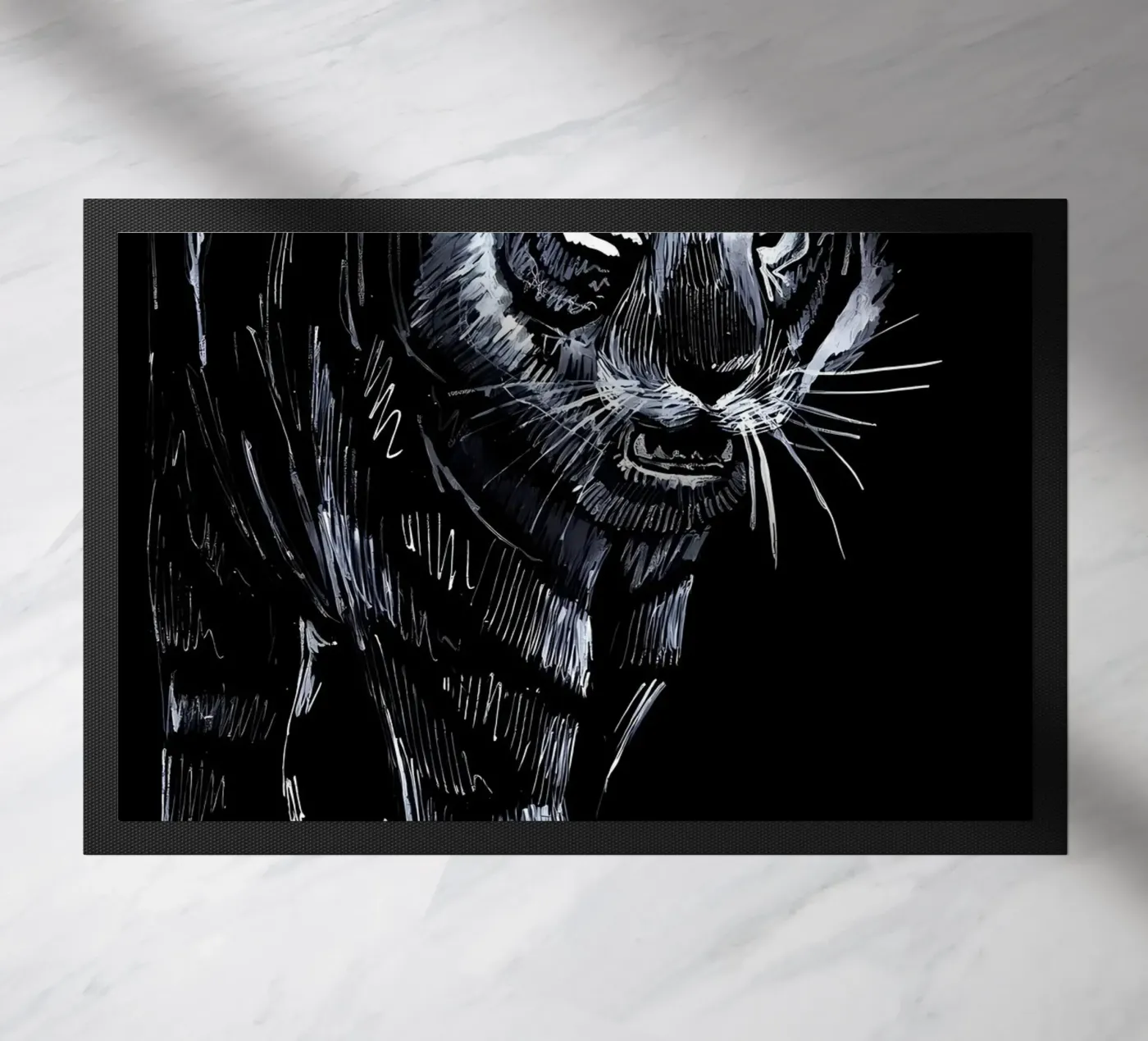 Schwarzer Tiger Katze Fußmatte von Mikesell