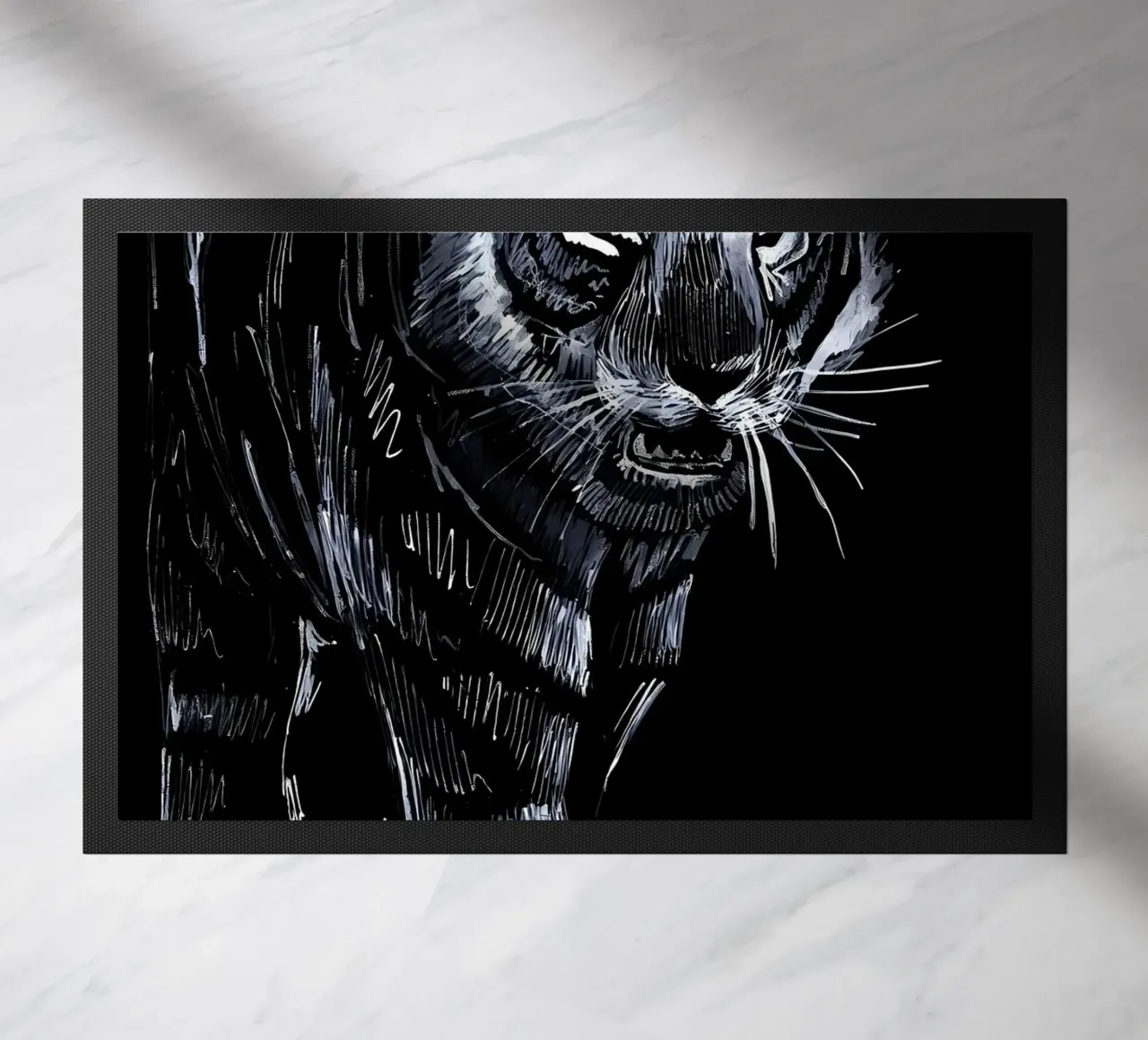 Gatto tigrato nero zerbino da Mikesell