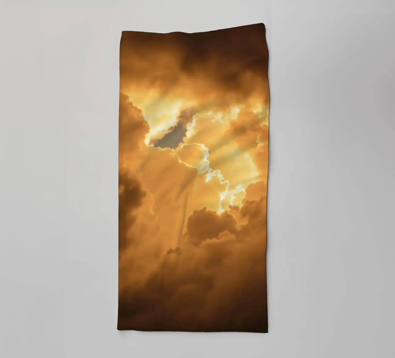 Majestic golden clouds illuminated by sunlight towel by DesignDoodle