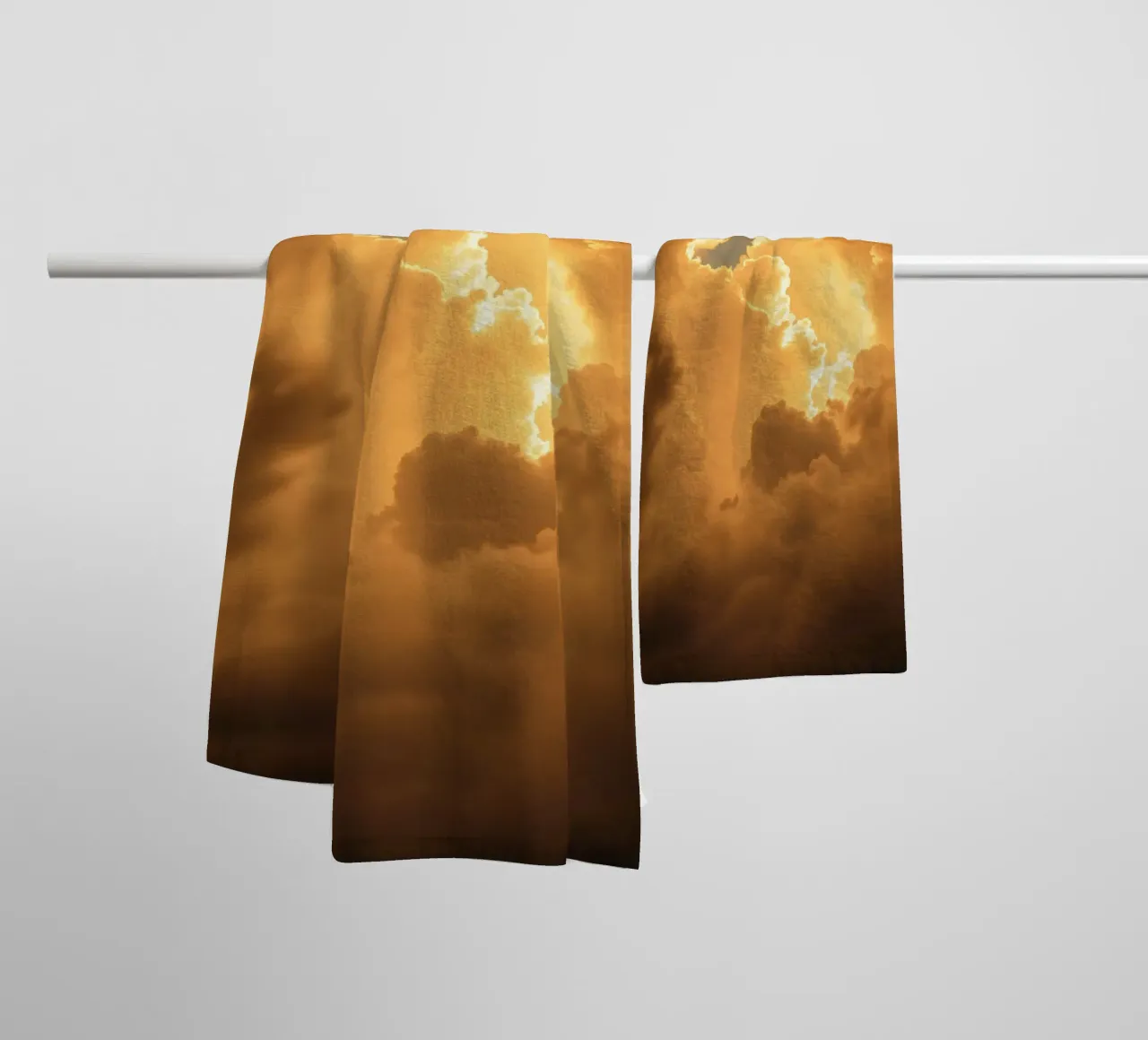 Majestic golden clouds illuminated by sunlight towel by DesignDoodle