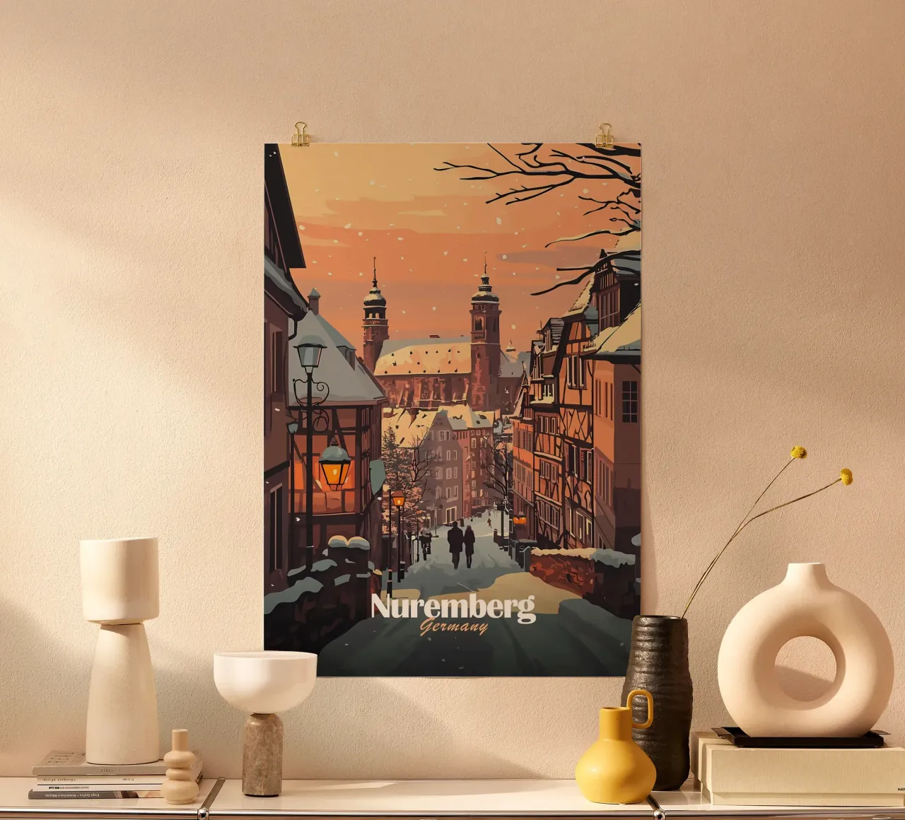 Norimberga, scena invernale poster con telaio in plastica da Ginnery