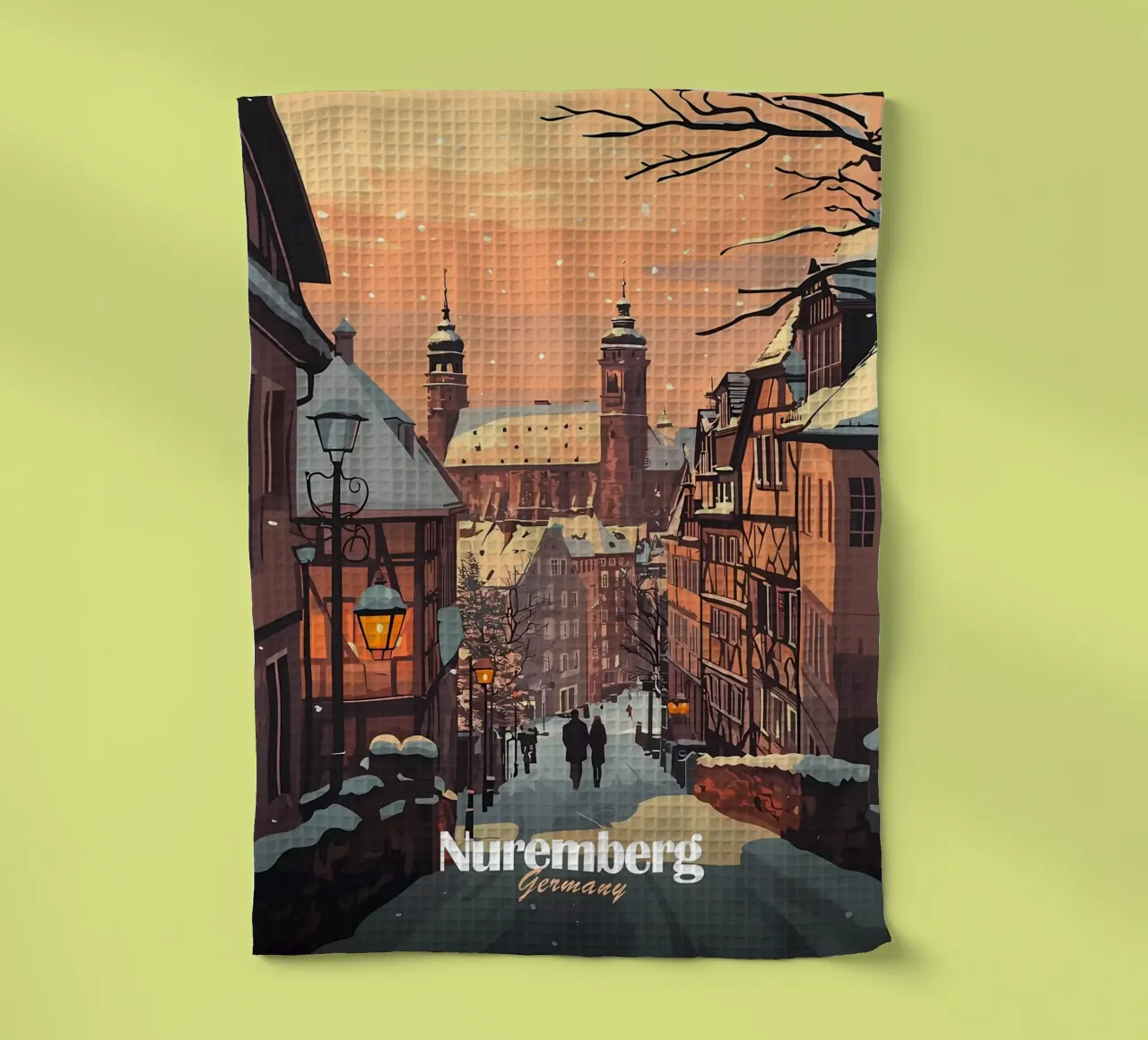 Nuremberg Winter Scene tea towel by Ginnery