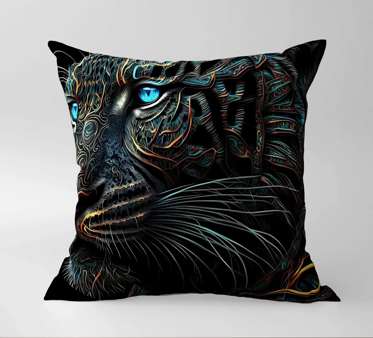 Schwarzer Tiger Katze Kissen von Mikesell