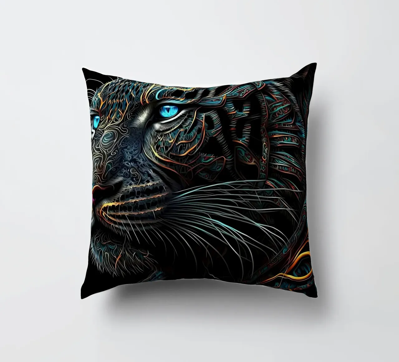 Schwarzer Tiger Katze Kissen von Mikesell