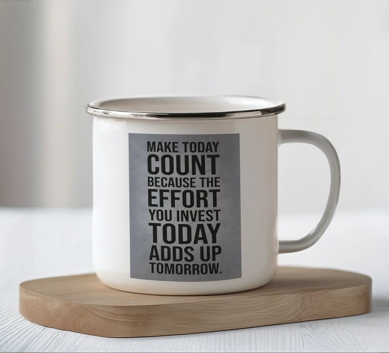 Fai in modo che oggi conti, Citazione motivazionale tazza in smalto da Bassy
