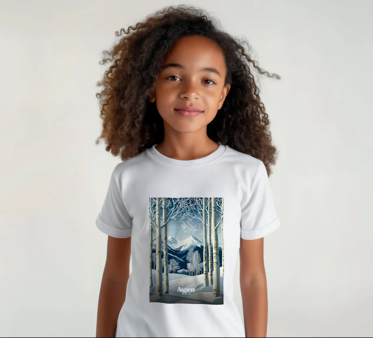 Aspen, USA Winter Landscape kids t-shirt by Ginnery