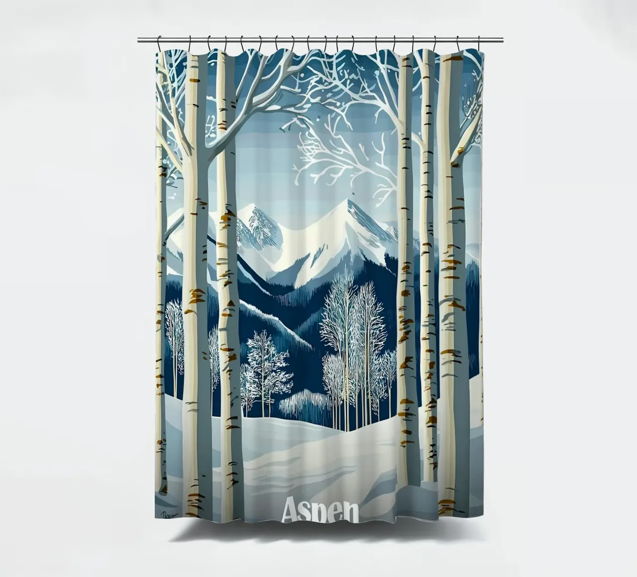 Aspen, USA Winter Landscape shower curtain by Ginnery