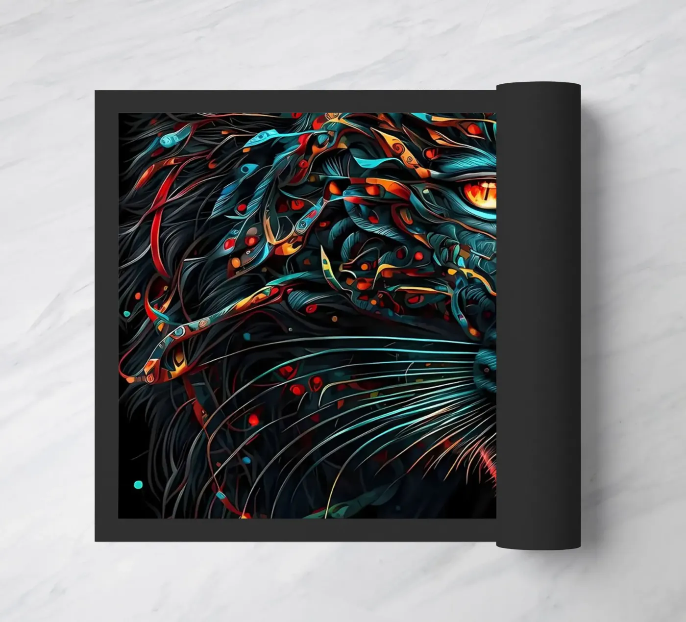 Black Tiger Cat doormat by Mikesell