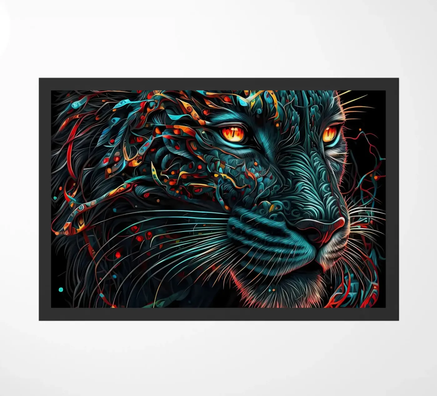 Black Tiger Cat doormat by Mikesell