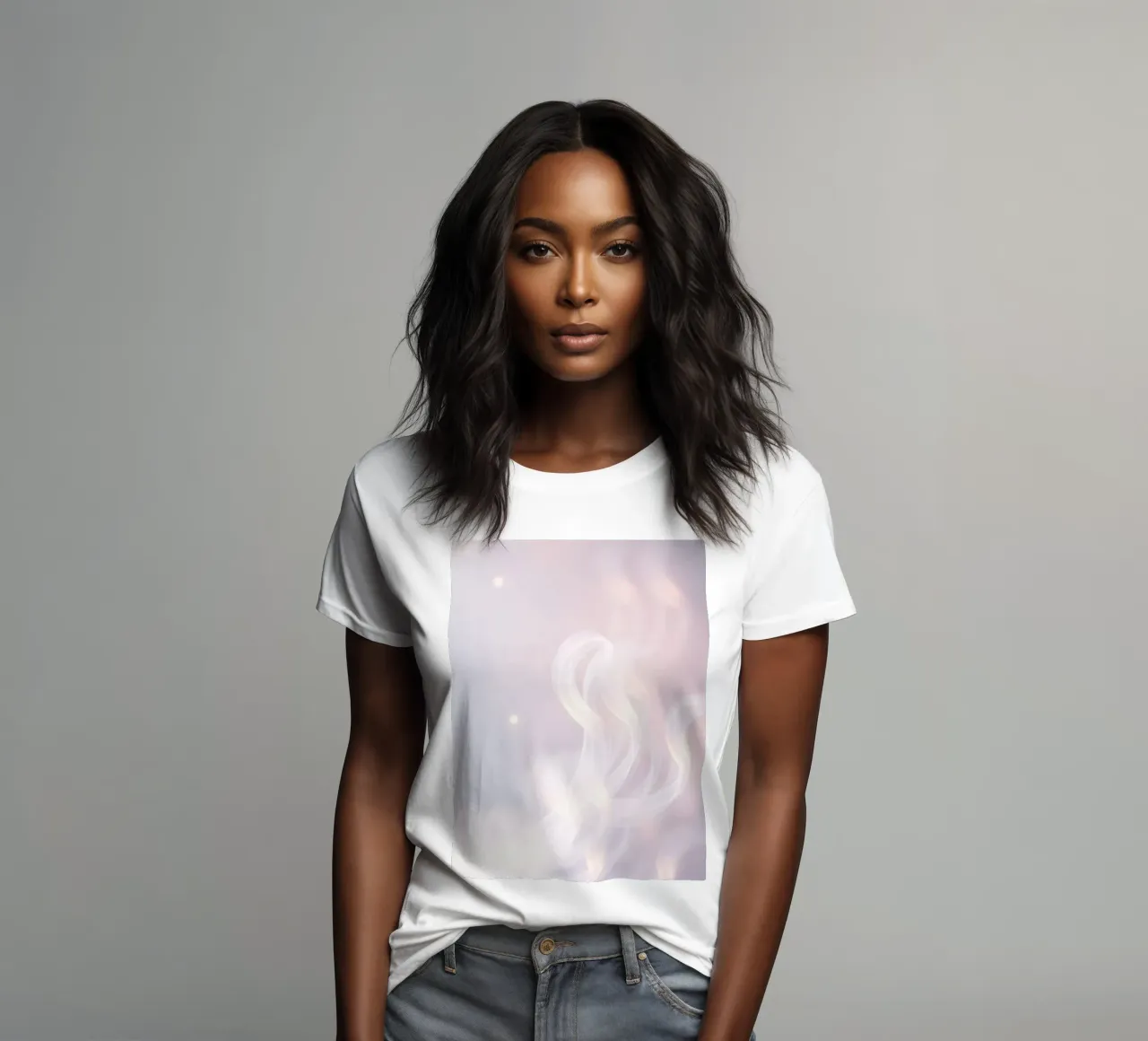 Soft abstract background with wispy textures gentle color women's fitted t-shirt by DesignDoodle