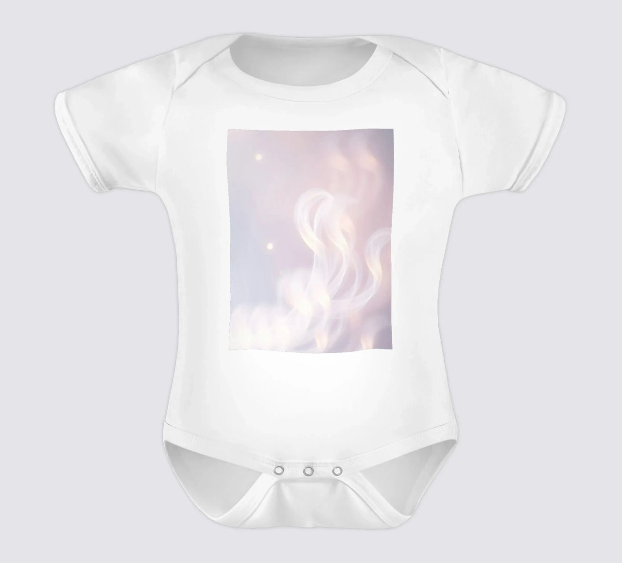 Soft abstract background with wispy textures gentle color short-sleeve baby romper by DesignDoodle