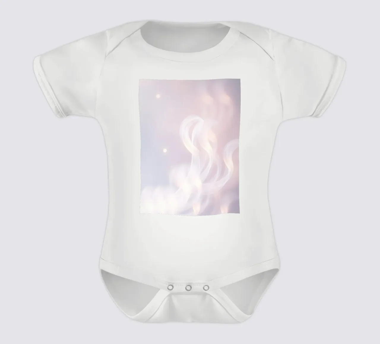 Soft abstract background with wispy textures gentle color short-sleeve baby romper by DesignDoodle