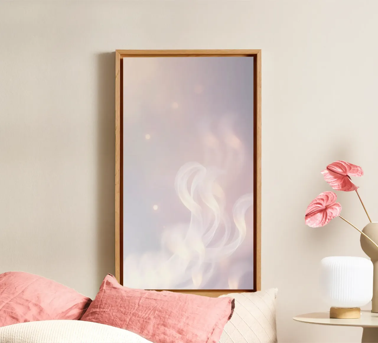 Fond abstrait doux avec des textures vaporeuses et des couleurs douces toile de DesignDoodle