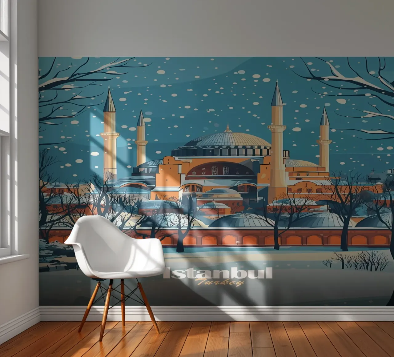 Istanbuler Moschee im Winter Fototapete von Ginnery
