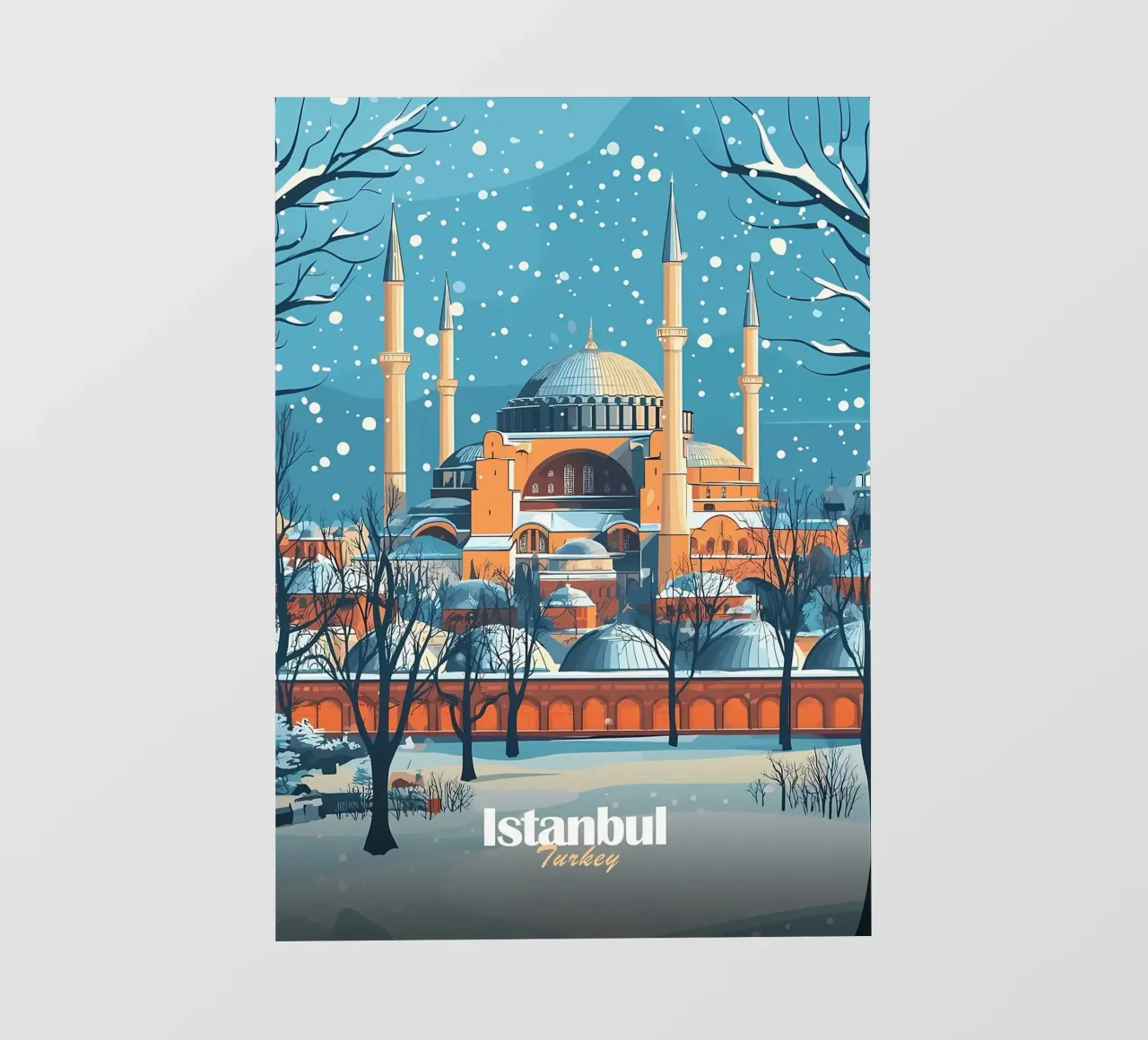 Istanbuler Moschee im Winter Fototapete von Ginnery