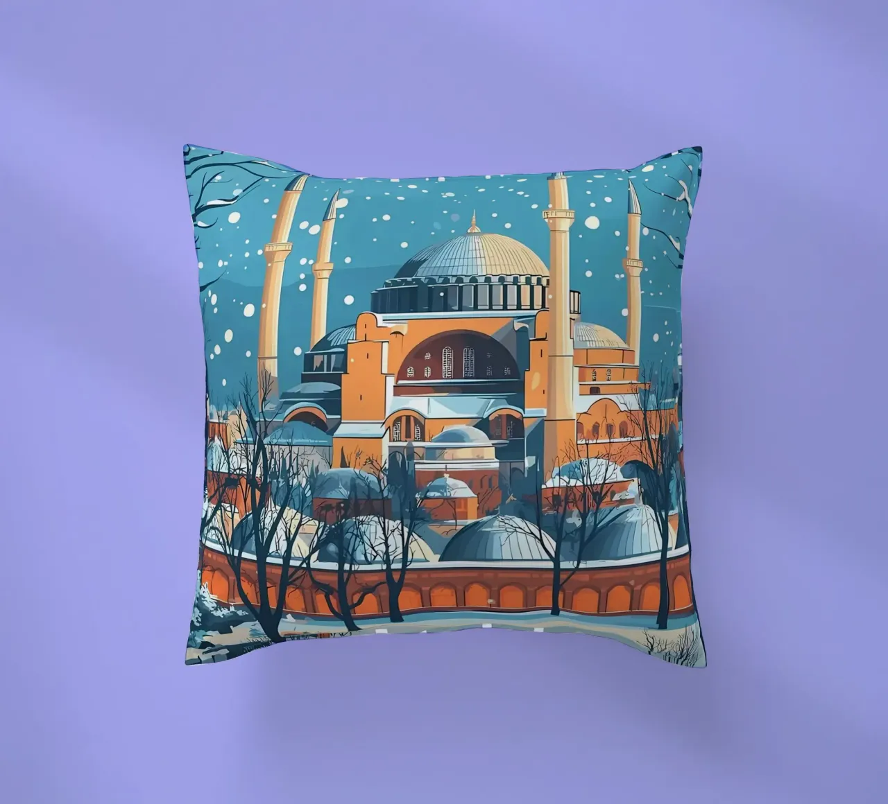 Moschea di Istanbul in inverno cuscino da Ginnery