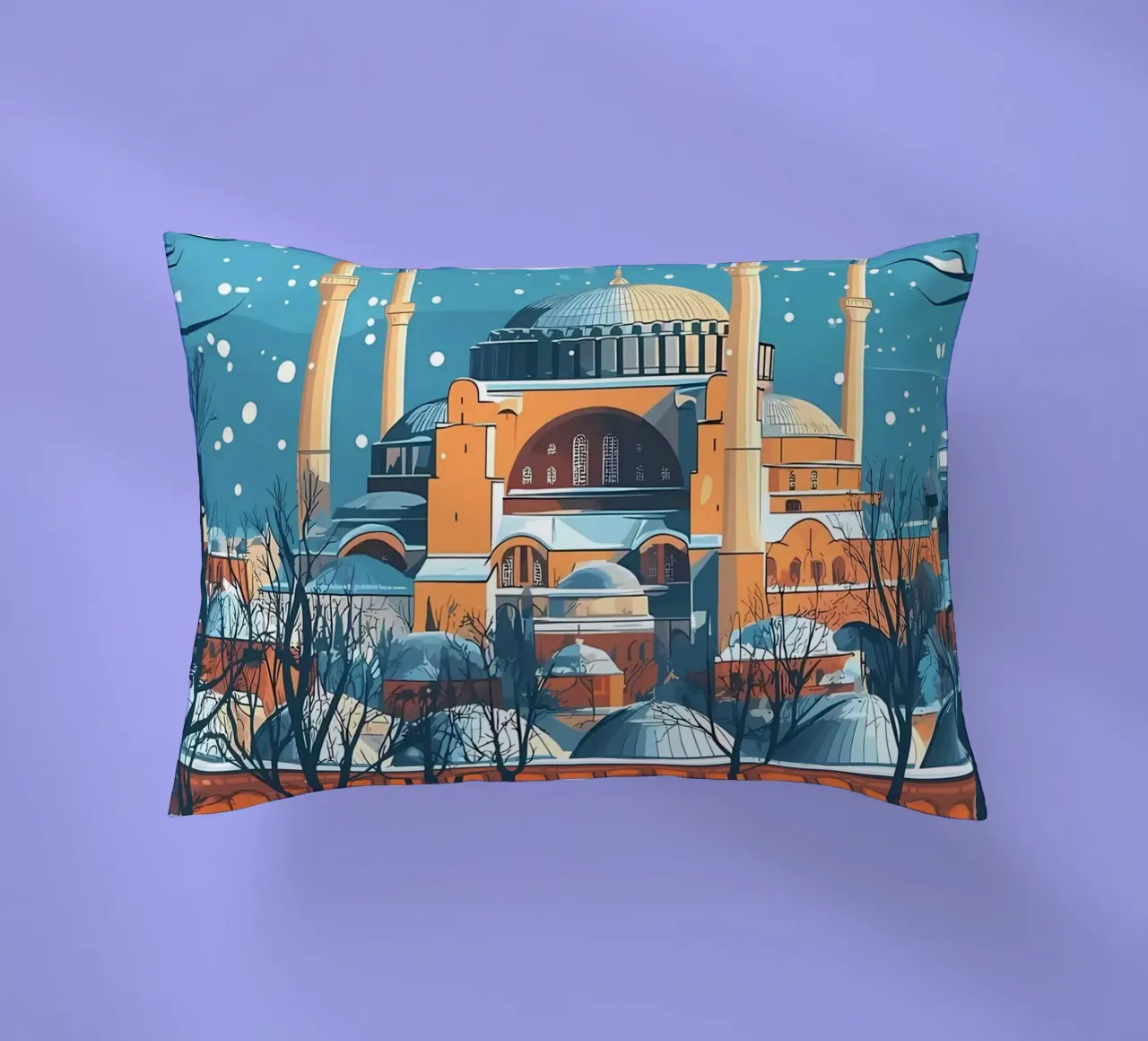 Moschea di Istanbul in inverno cuscino da Ginnery