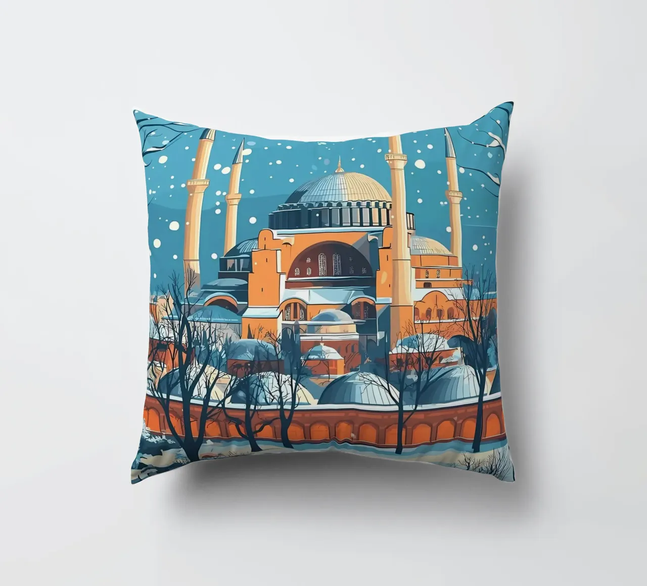 Moschea di Istanbul in inverno cuscino da Ginnery