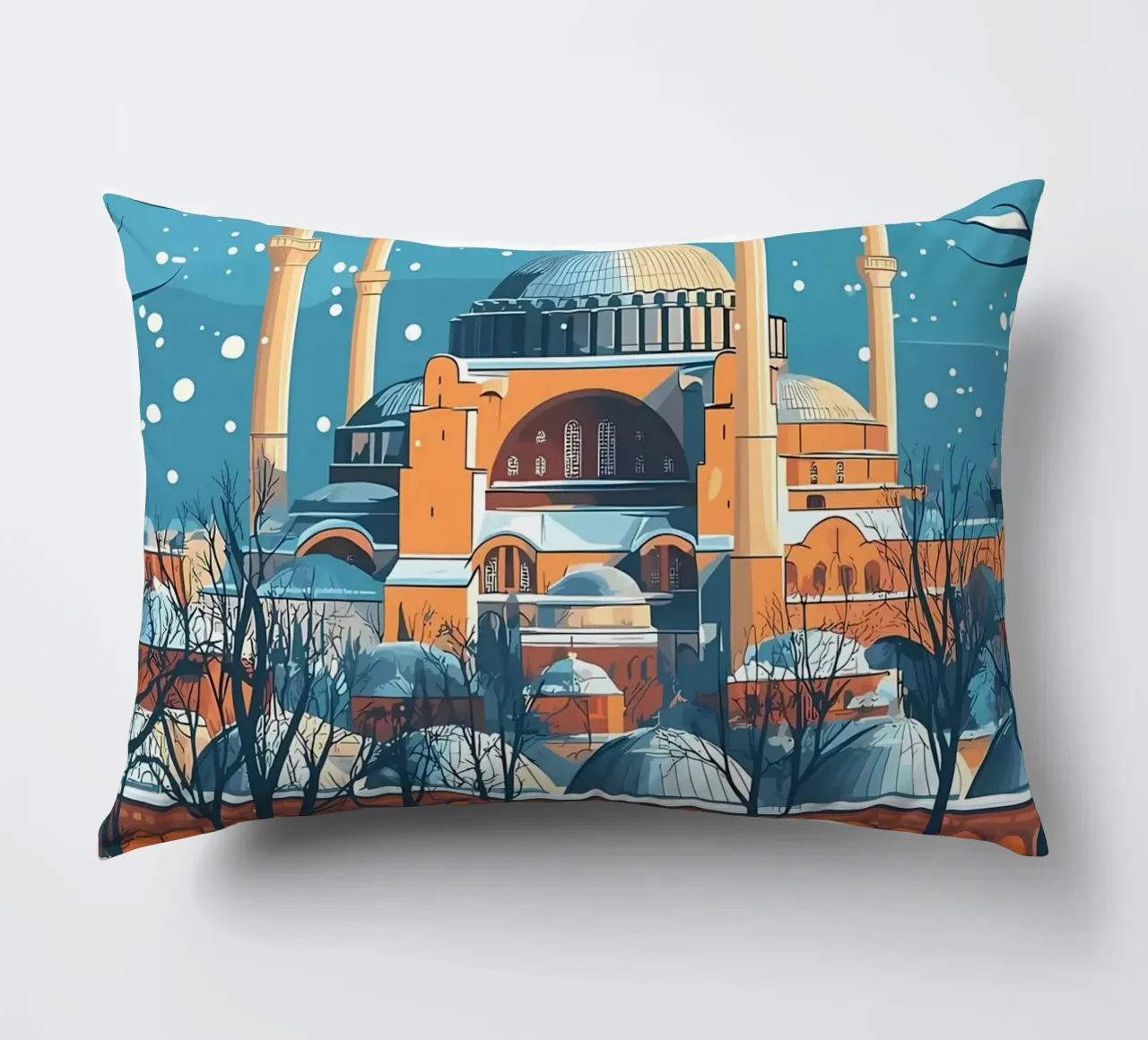 Moschea di Istanbul in inverno cuscino da Ginnery
