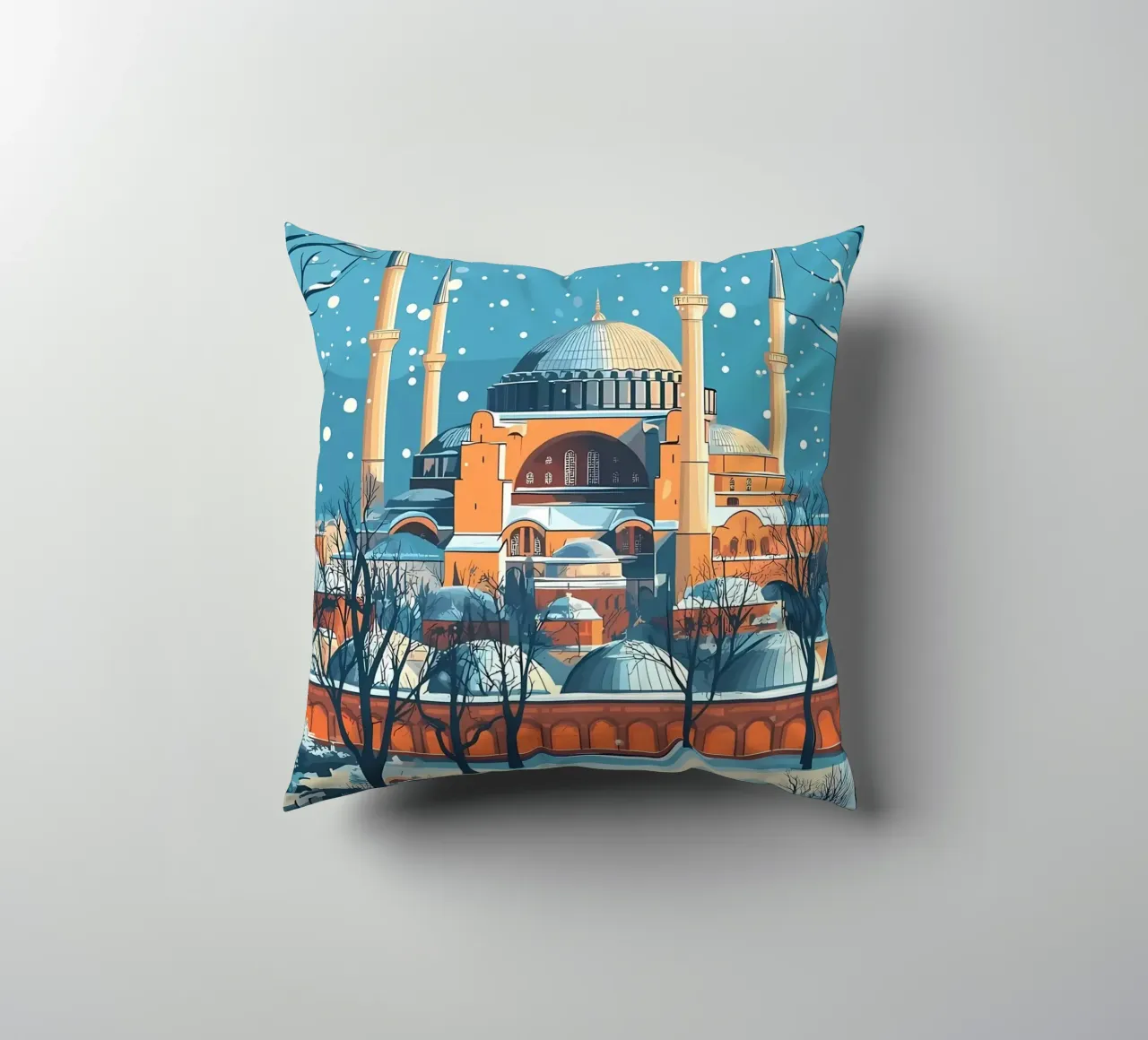 Moschea di Istanbul in inverno cuscino da Ginnery