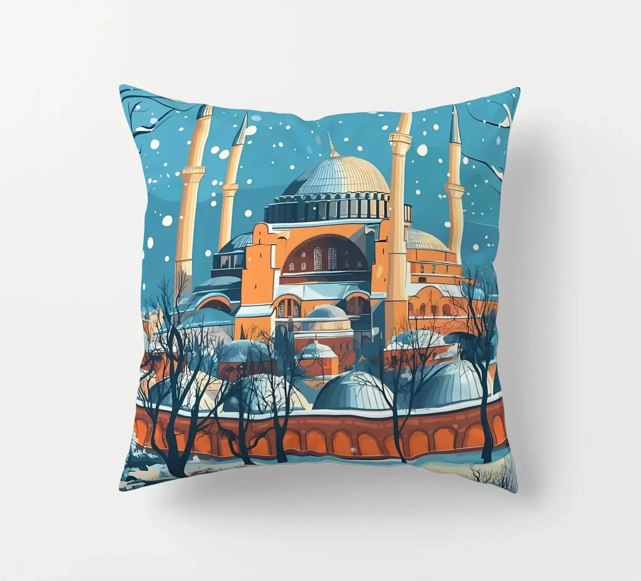 Moschea di Istanbul in inverno cuscino da Ginnery