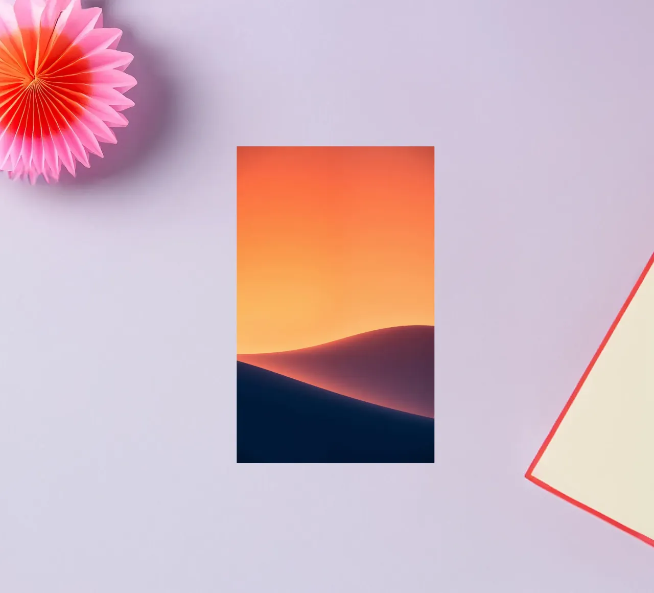 smooth hills under a gradient sunset sky with warm orange sticker by DesignDoodle
