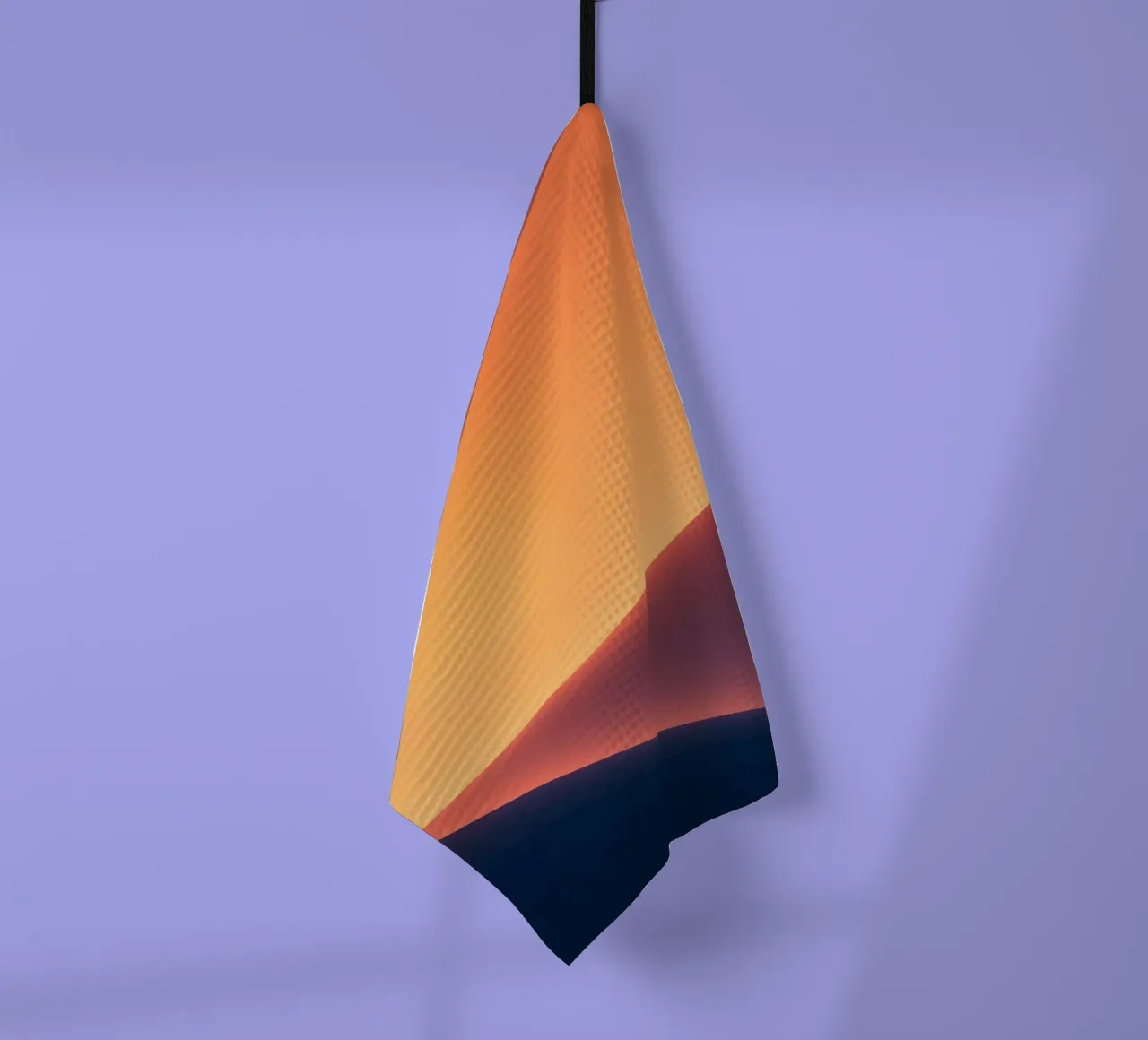 suaves colinas bajo un cielo de atardecer degradado con cálidos anaranjados paño de cocina de DesignDoodle