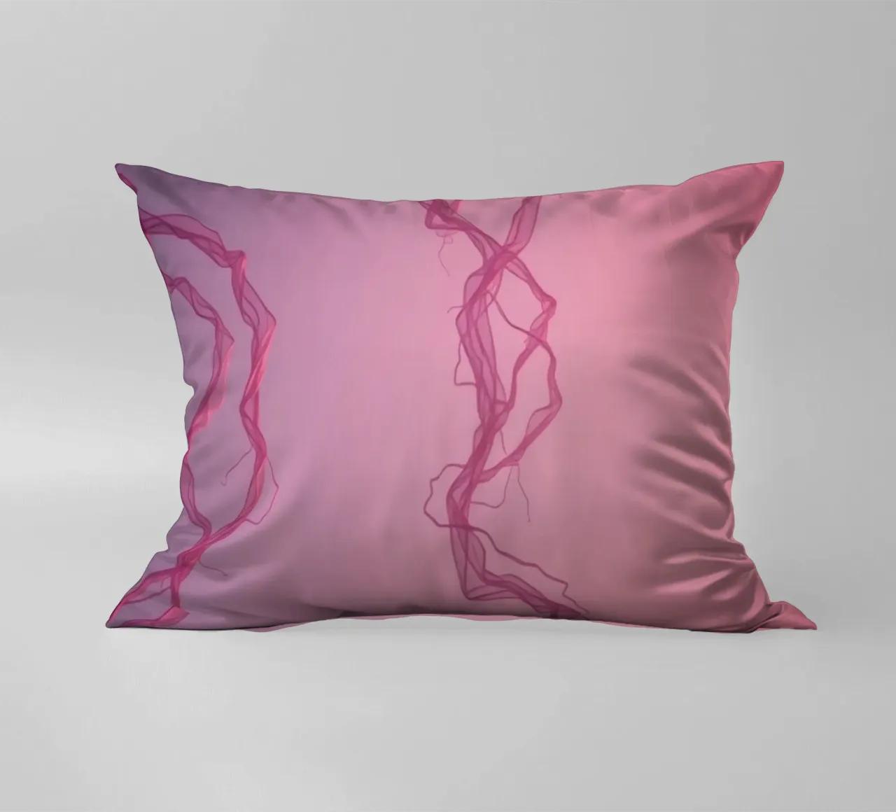 Vibrant pink abstract design featuring fluid shapes decorative cushion by DesignDoodle