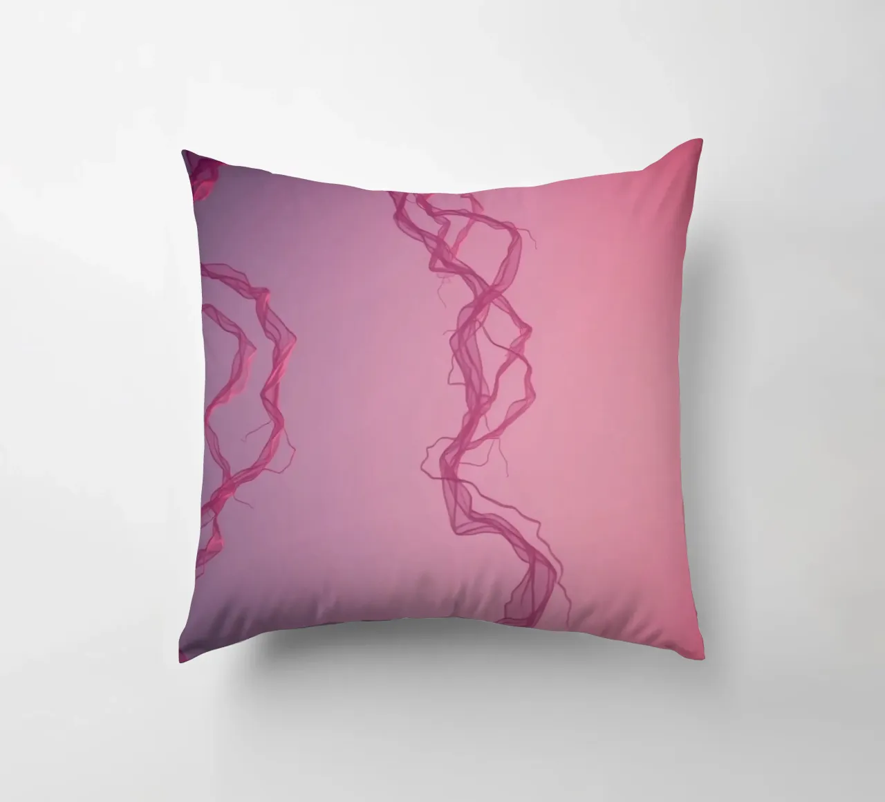 Vibrant pink abstract design featuring fluid shapes decorative cushion by DesignDoodle