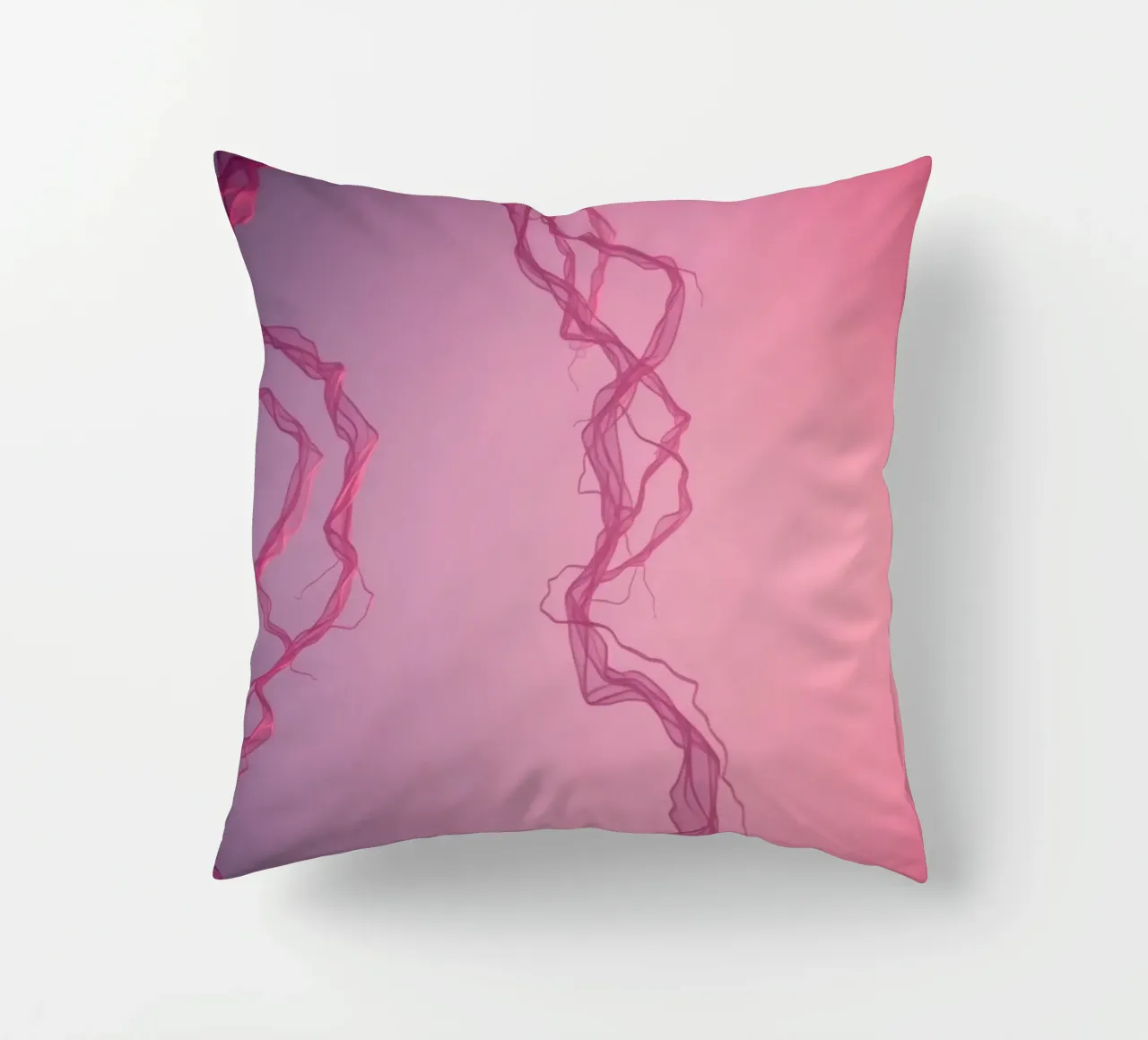 Vibrant pink abstract design featuring fluid shapes decorative cushion by DesignDoodle