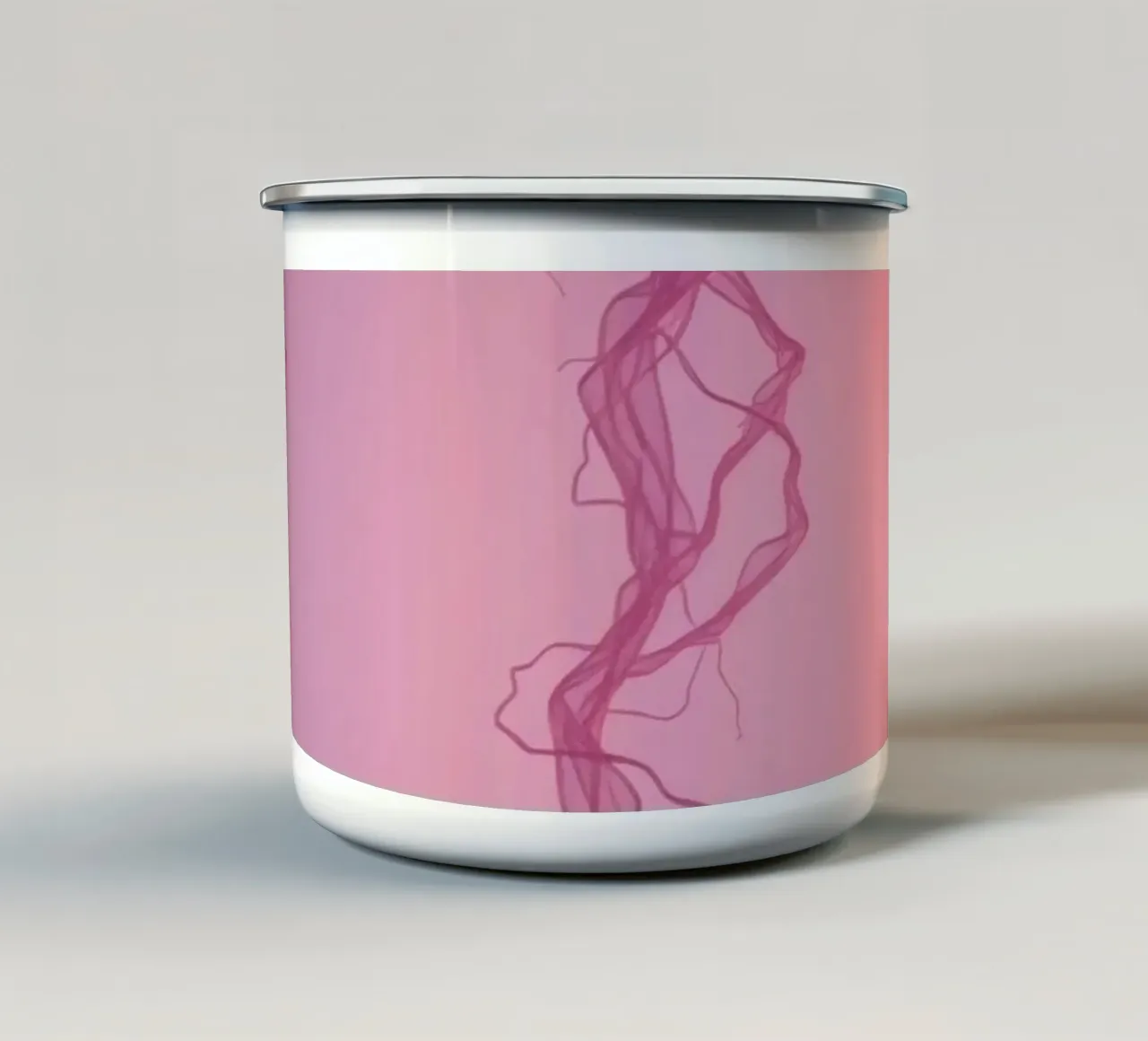 Levendig roze abstract ontwerp met vloeiende vormen emaille mok van DesignDoodle