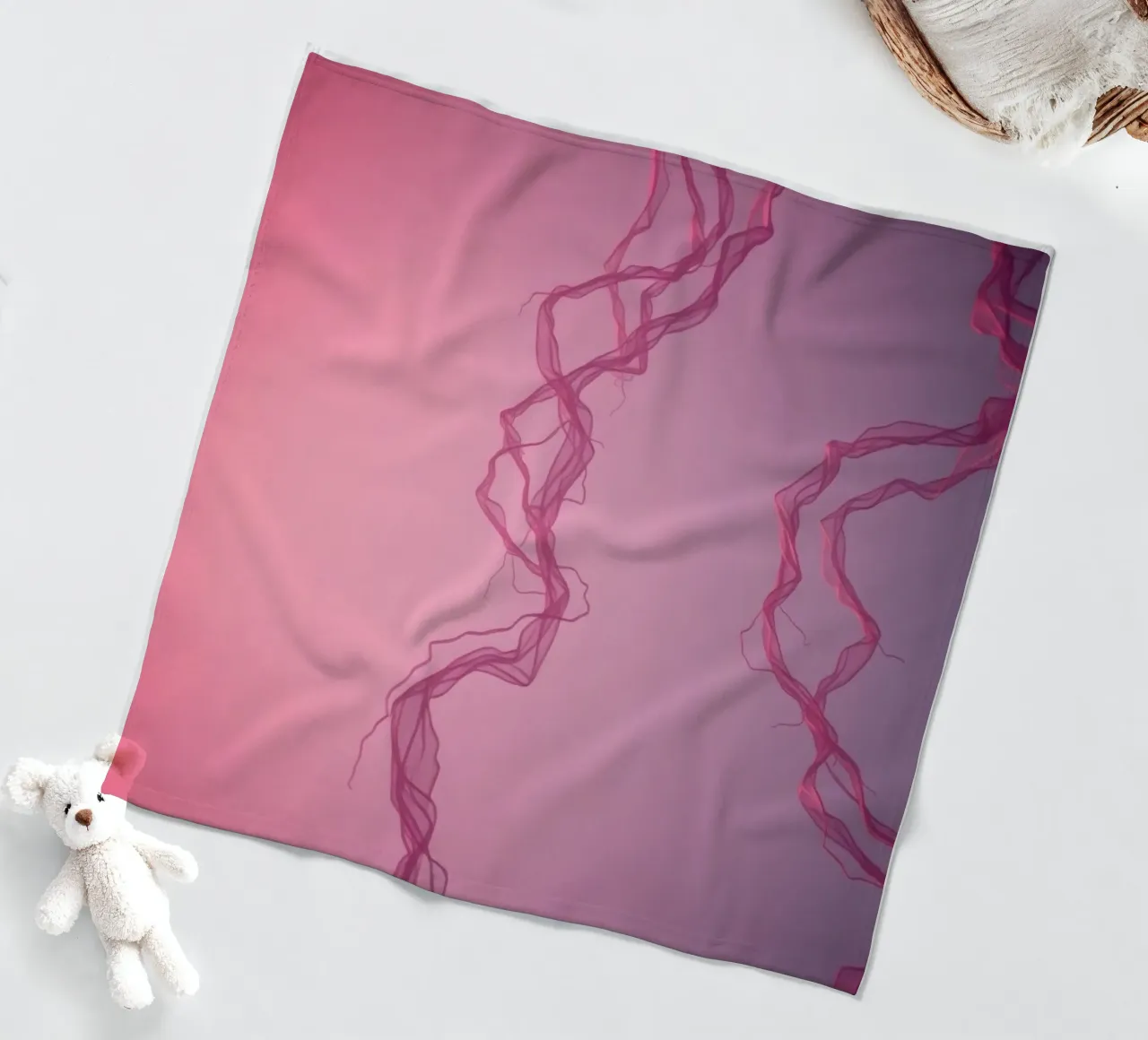 Vibrant pink abstract design featuring fluid shapes fleece blanket by DesignDoodle