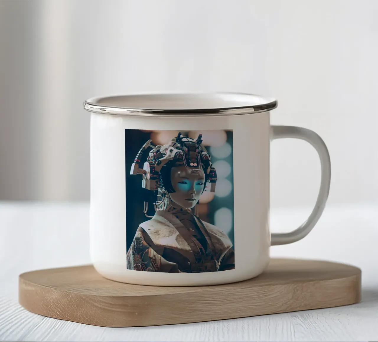 Geisha Samurai femmina tazza in smalto da Mikesell