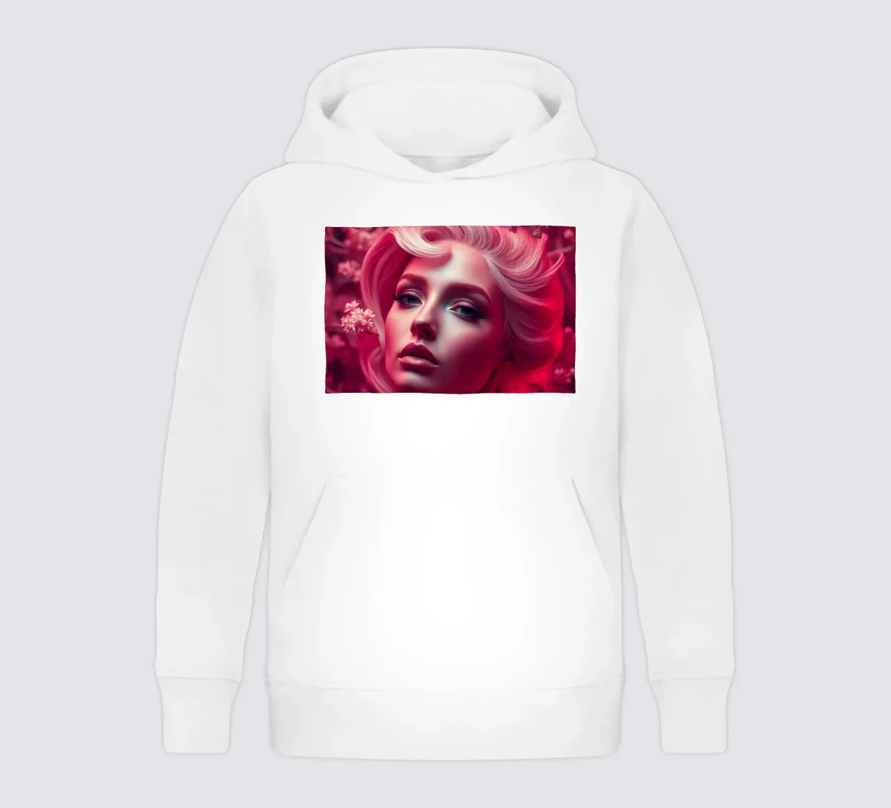 Stunning woman with elegant hairstyle surrounded by blossoms kids hoodie by DesignDoodle