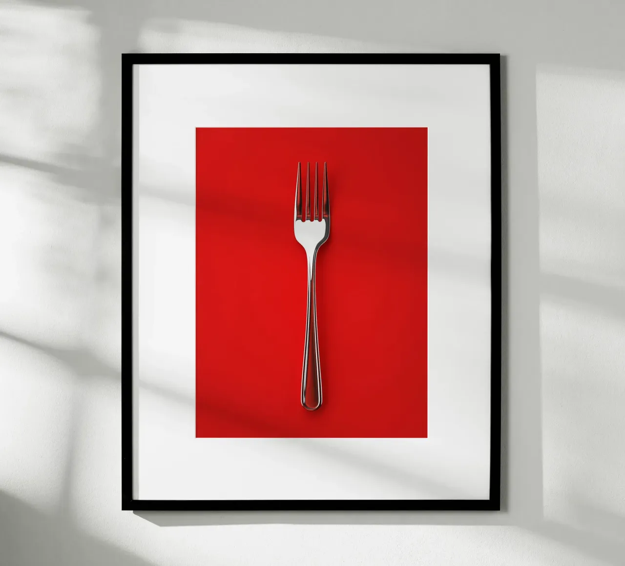 Forchetta moderna in argento poster con telaio in legno da Spice & Style