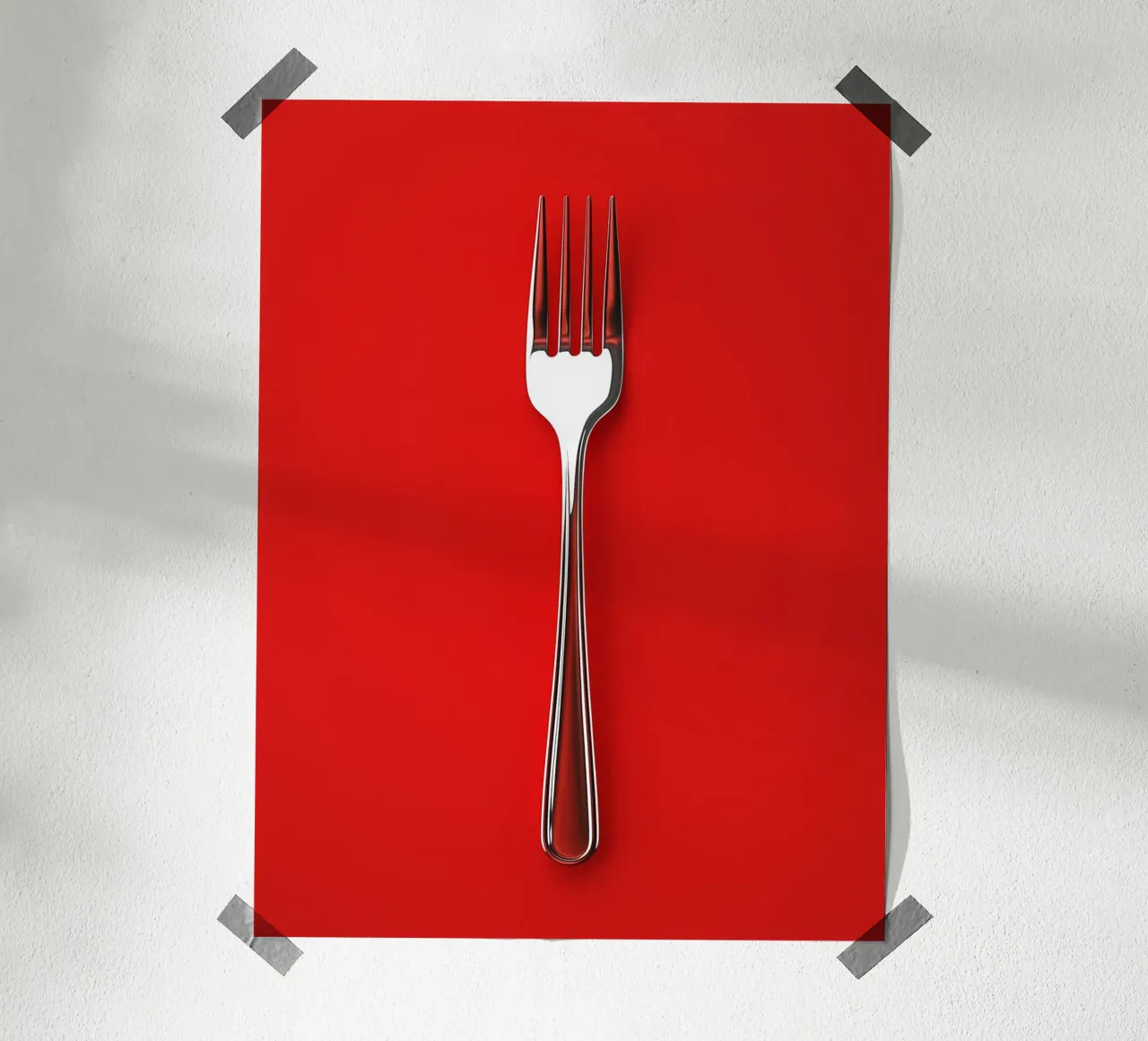 Forchetta moderna in argento poster con telaio in legno da Spice & Style