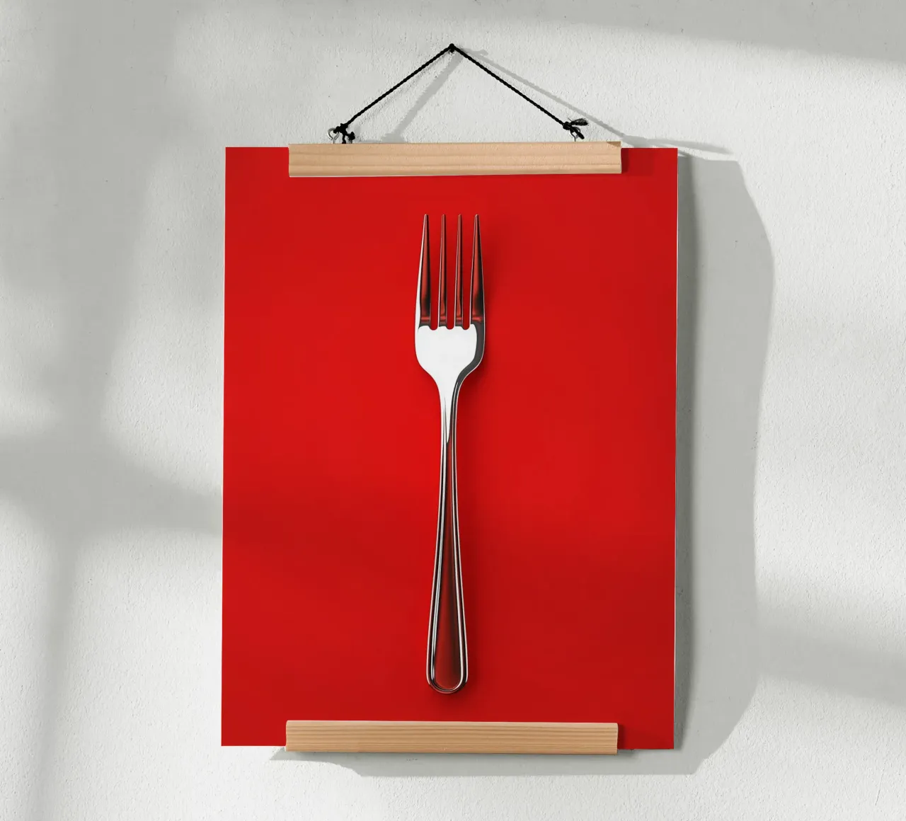 Forchetta moderna in argento poster con telaio in legno da Spice & Style