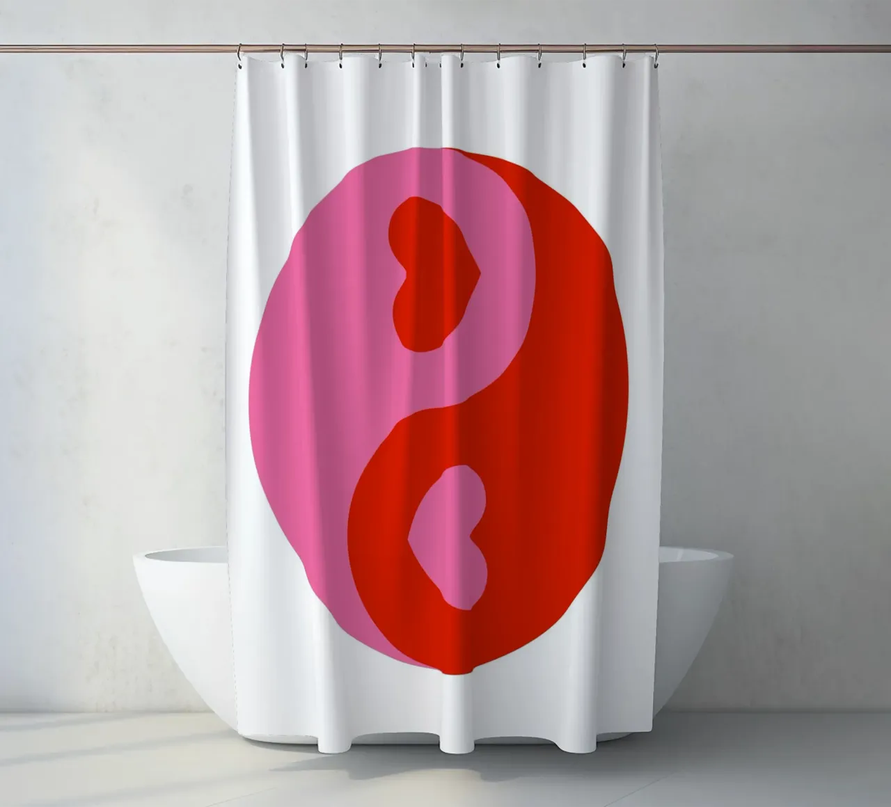 Cuori Ying Yang tenda da doccia da pdigitalprints