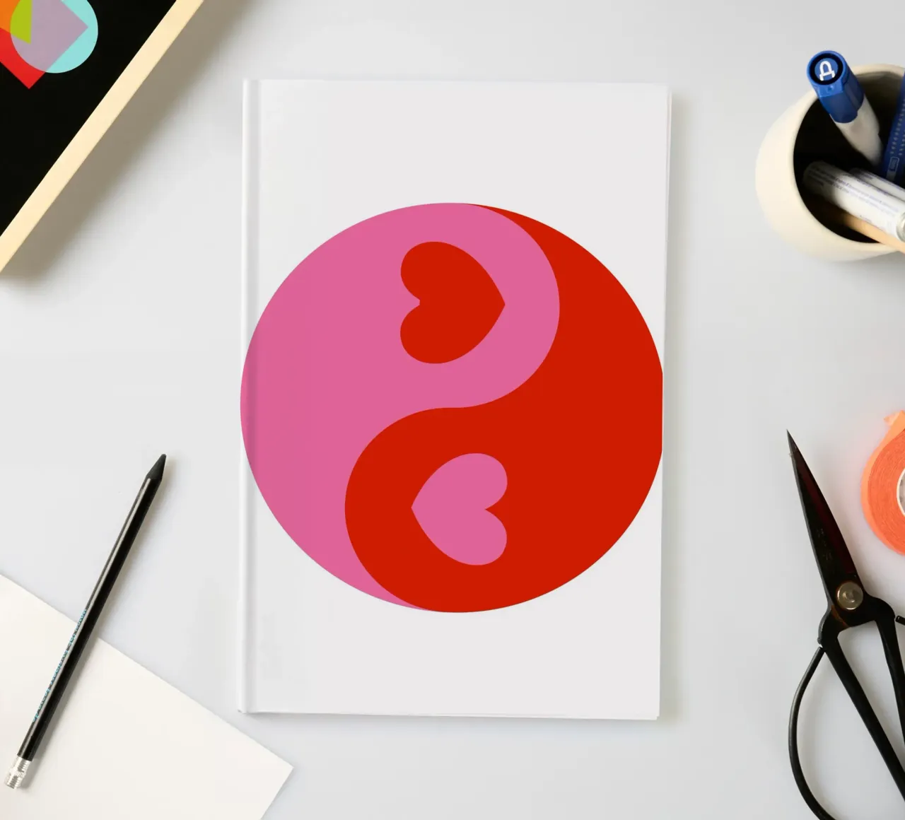 Hearts Ying Yang notebook by pdigitalprints