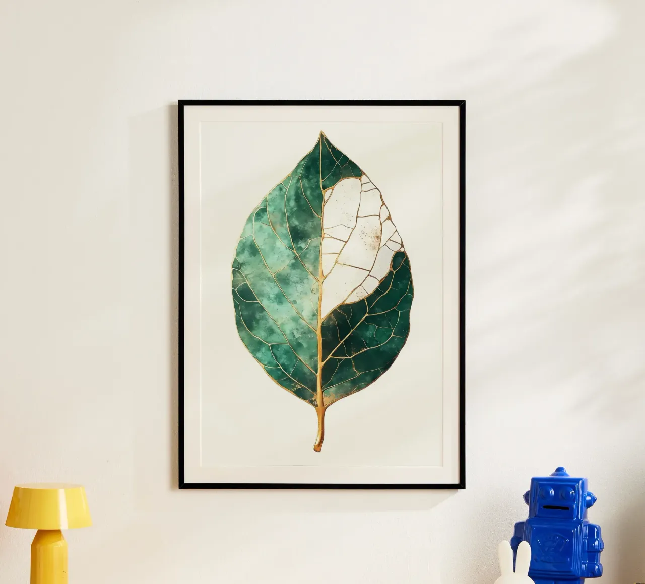 Acquerello a foglia d'oro poster con telaio in plastica da Ginnery