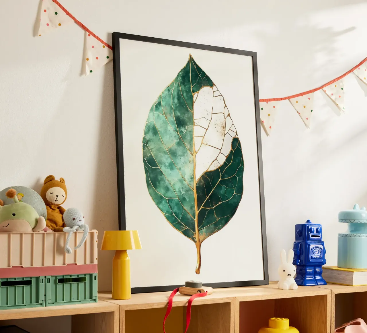 Acquerello a foglia d'oro poster con telaio in plastica da Ginnery