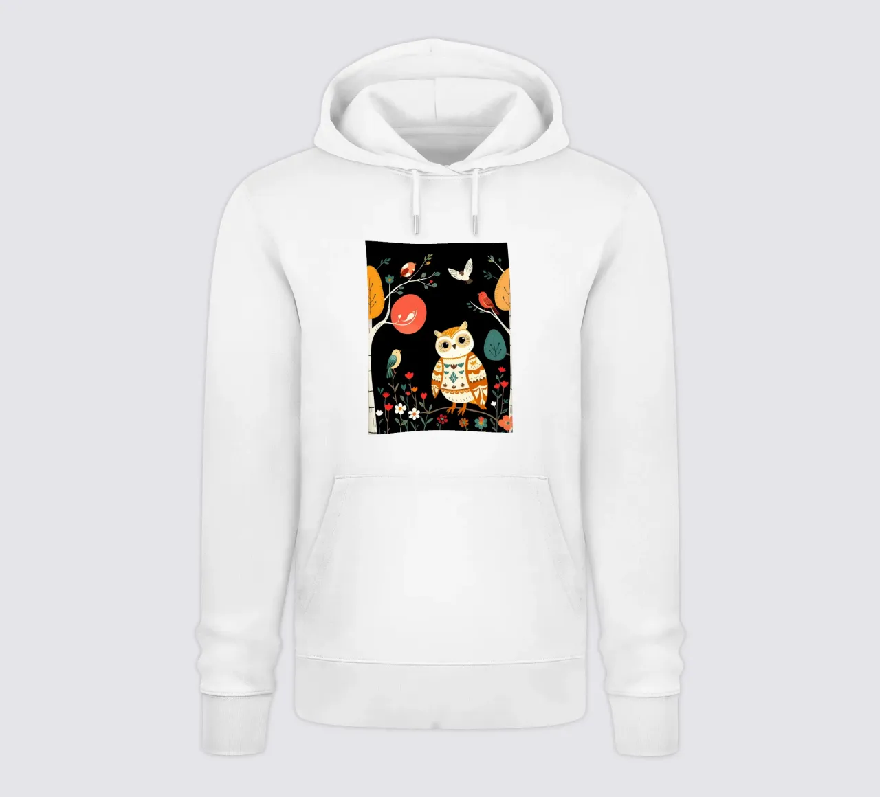 GUFO NELLA FORESTA CON UCCELLI felpa con cappuccio da COLLEEN CRAFTS