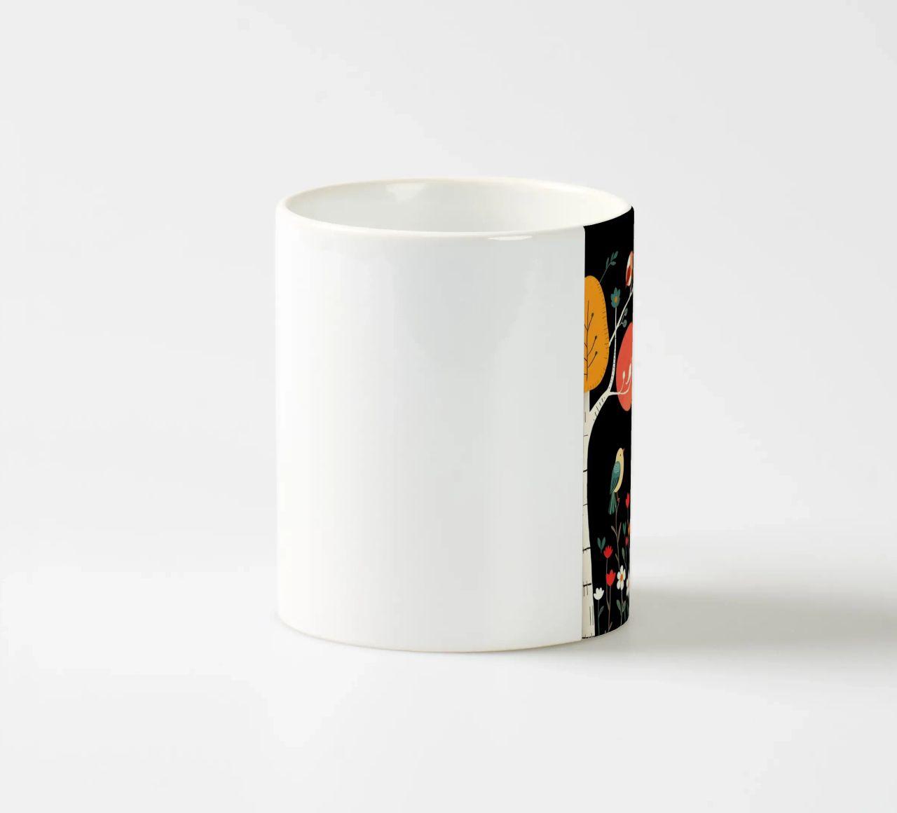 GUFO NELLA FORESTA CON UCCELLI tazza in ceramica da COLLEEN CRAFTS