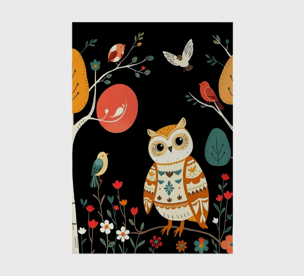 OWL IN FOREST WITH BIRDS notebook by COLLEEN CRAFTS