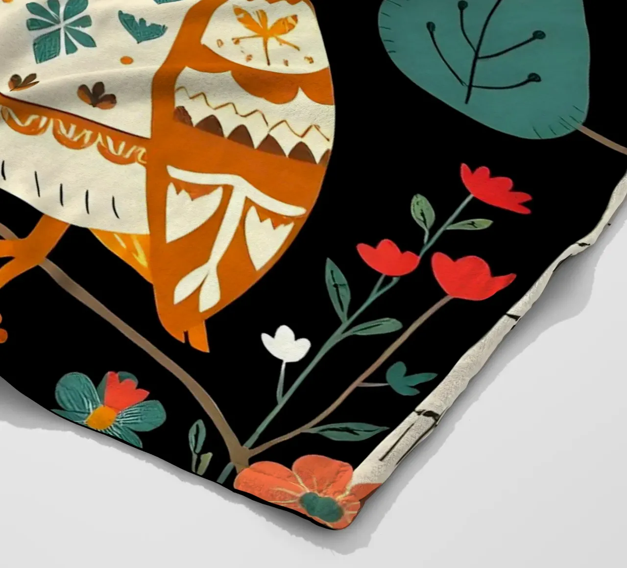 GUFO NELLA FORESTA CON UCCELLI coperta in pile da COLLEEN CRAFTS