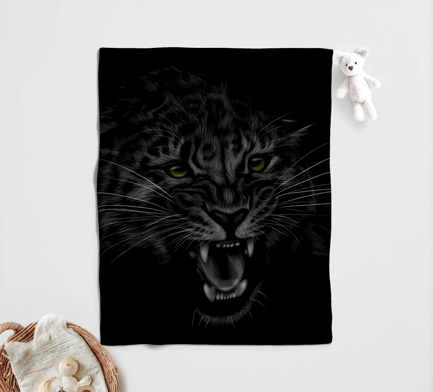 Leopard fleece blanket by Delaplane